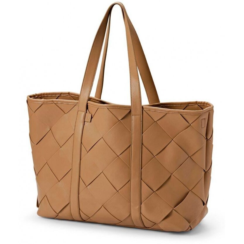 "Elodie" detalės - Mamos rankinė | Tote Caramel Brown Braided "Elodie" detalės - Mamos rankinė | Tote Caramel Brown Braided