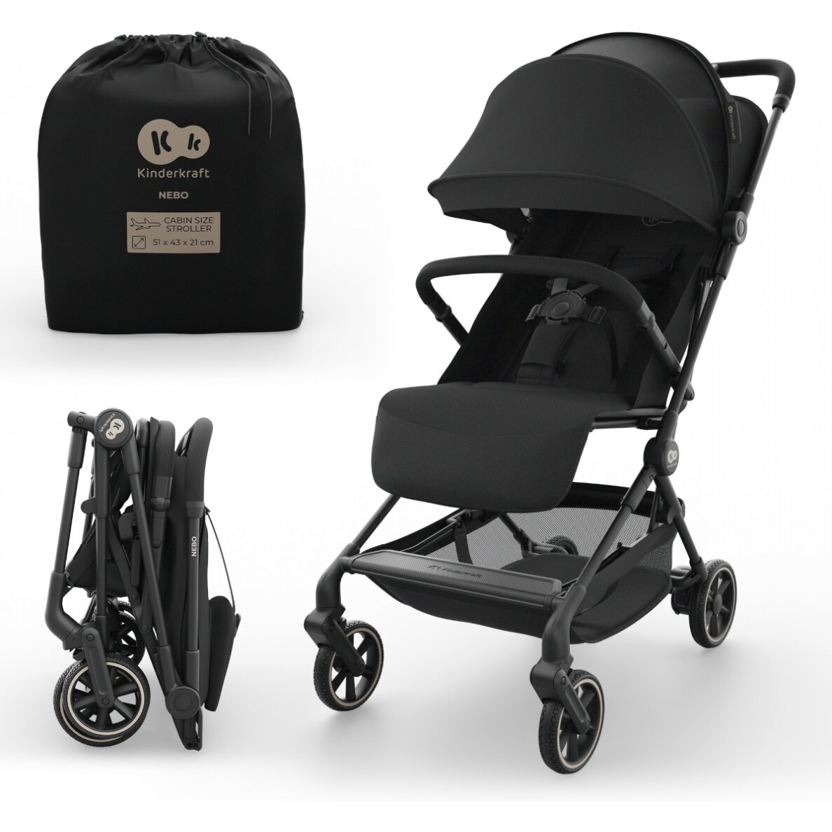 Kinderkraft Nebo - lengvas sportinis vеžimėlis | Midnight Black