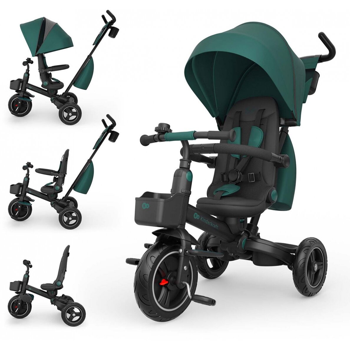 Kinderkraft Spinstep 2 Plus - vaikiškas triratukas 6in1 | Green Kinderkraft Spinstep 2 Plus - vaikiškas triratukas 6in1 | Green