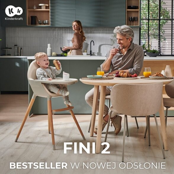 Kinderkraft Fini 2 - maitinimo kėdutė 2in1 | Green 7 Kinderkraft Fini 2 - maitinimo kėdutė 2in1 | Green 7