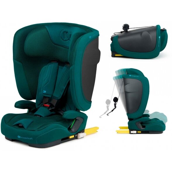 Kinderkraft Fix2Go - autokėdutė 76-150 cm, ~9-36 kg | Green
