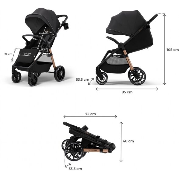 Kinderkraft Grande 2 - vaikiškas sportinis vežimėlis | Midnight Black 4 Kinderkraft Grande 2 - vaikiškas sportinis vežimėlis | Midnight Black 4