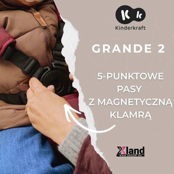 Kinderkraft Grande 2 - vaikiškas sportinis vežimėlis | Moonlight Grey 2 Kinderkraft Grande 2 - vaikiškas sportinis vežimėlis | Moonlight Grey 2