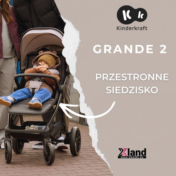 Kinderkraft Grande 2 - vaikiškas sportinis vežimėlis | Sand Beige 1