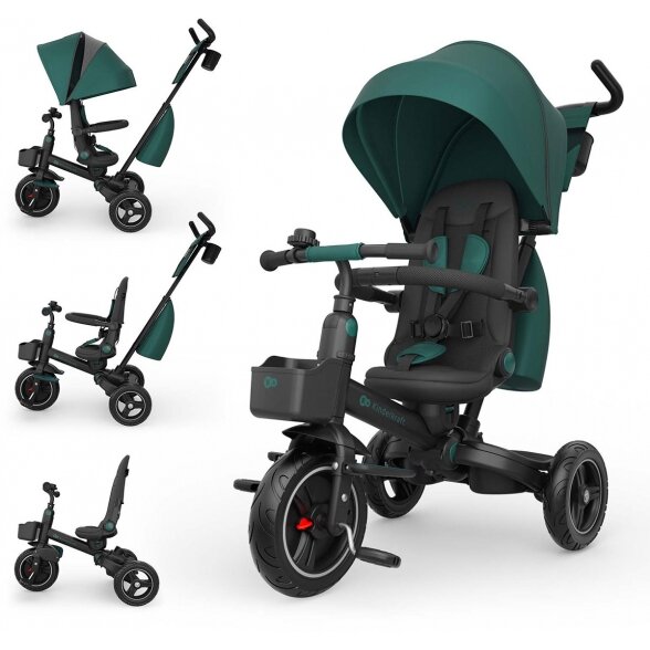 Kinderkraft Spinstep 2 Plus - vaikiškas triratukas 6in1 | Green Kinderkraft Spinstep 2 Plus - vaikiškas triratukas 6in1 | Green