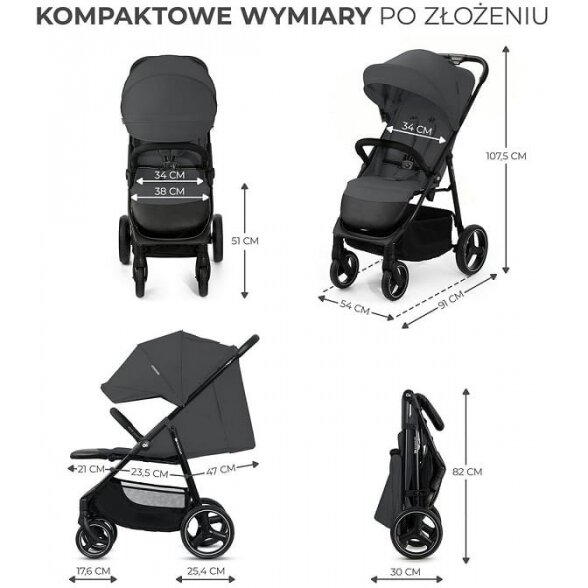 Kinderkraft Trig 3 - vaikiškas vežimėlis iki 22 kg | Onyx Black 6 Kinderkraft Trig 3 - vaikiškas vežimėlis iki 22 kg | Onyx Black 6