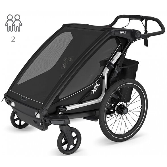 Thule Chariot Sport 2 Double - dviviete dviračio priekaba | G3 Black Thule Chariot Sport 2 Double - dviviete dviračio priekaba | G3 Black