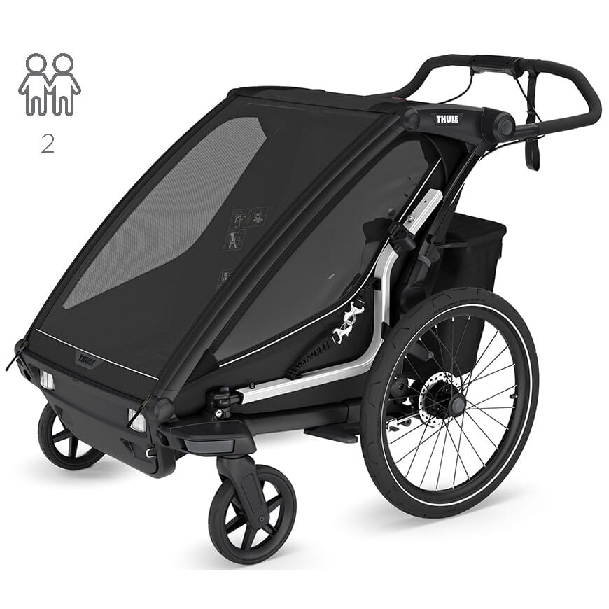 Thule Chariot Sport 2 Double - dviviete dviračio priekaba | G3 Black Thule Chariot Sport 2 Double - dviviete dviračio priekaba | G3 Black